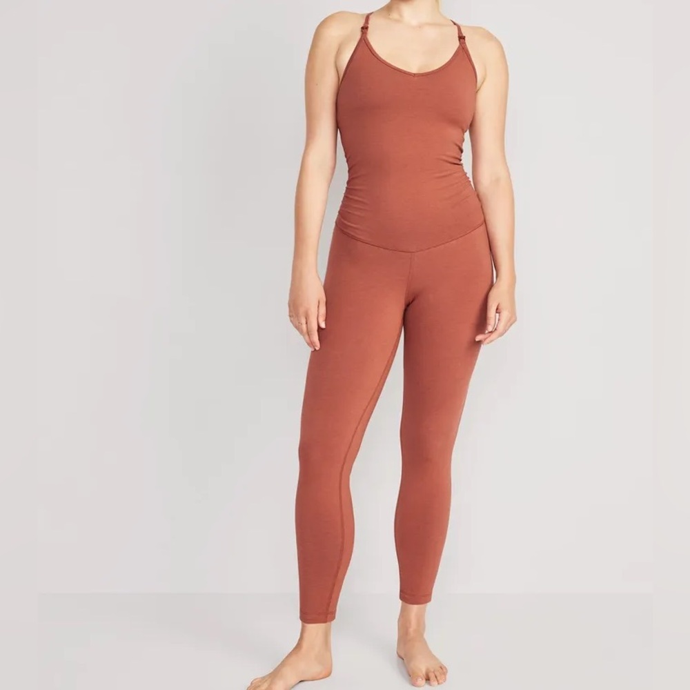 2 old navy power hill maternity jumpsuit (one black & one orange/rust)